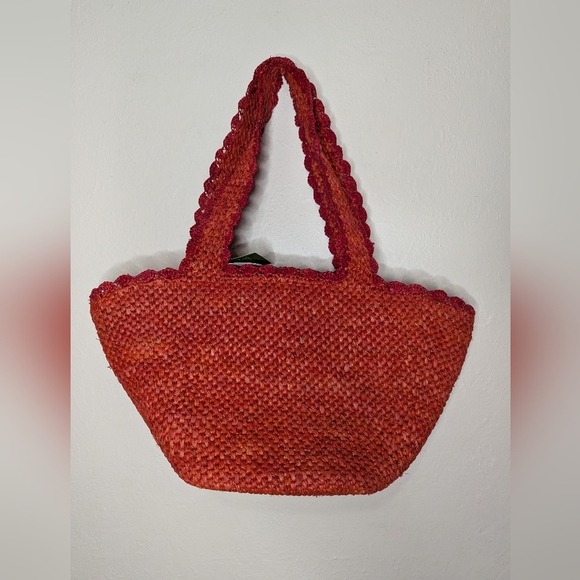 NWT Kate Spade x Target Red Raffia Bow Tote Bag Purse Woven Straw - Picture 7 of 7